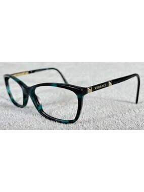 Versace Cat-Eye Eyeglasses Frames MOD. 3186 5076 Black Green Tortoise 54-16-140